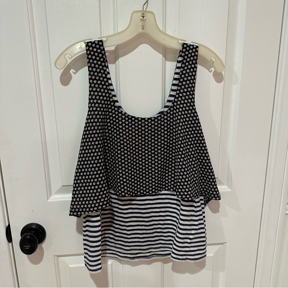 Anthropologie Black and White Layered Tank Top